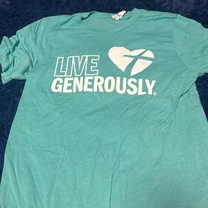 blue, live generously t shirt